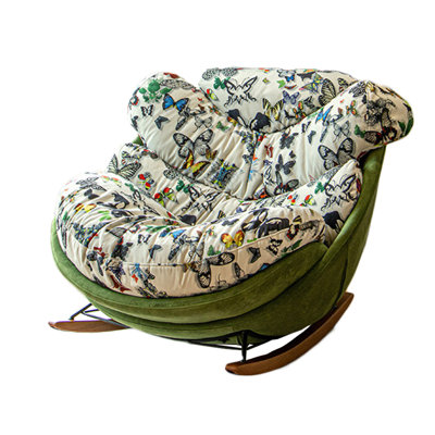 Seafuloy Leopard Teal Upholstery Rocking Chair W39536150
